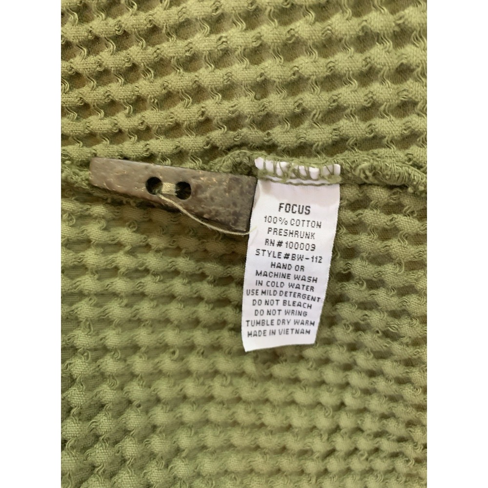 Focus Fashion Big Waffle Jacket Womens Large Olive Green 100% Cotton Lagenlook - Picture 9 of 10
